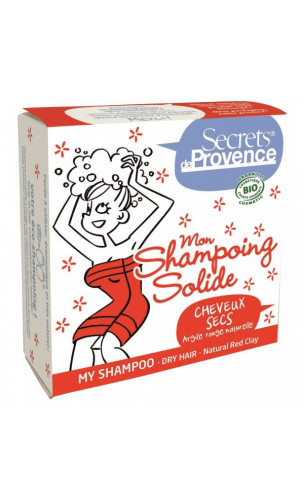 Shampooing solide bio Cheveux sec Argile rouge - Secrets de Provence - 85 gr.