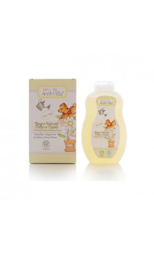 Gel de bain et shampooing doux bio pour enfant - Anthyllis Baby - 400 ml.