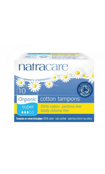 Tampon Super coton bio sans applicateur - Natracare - 10 Unités