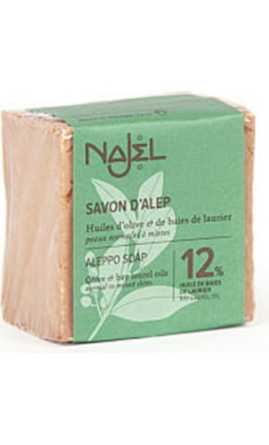 Jabón de Alepo natural Laurel al 12 (Piel normal a mixta) - Najel - 170 g.