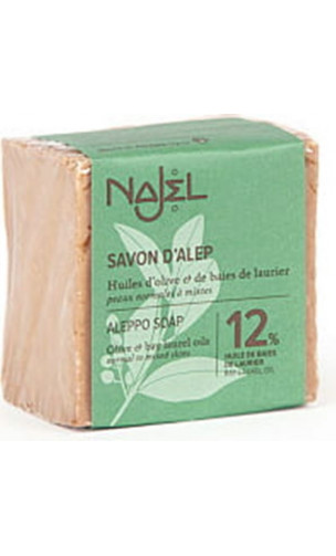 Savon d'Alep naturel Laurier 12 (Peau normales à mixte) - Najel - 170 g.