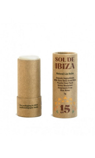 Bálsamo labial ecológico con protección solar SPF15 - Sin plástico -Sol de Ibiza - 5 g