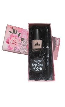 Lip to cheek 2 en 1 + Crayon noir + Vernis naturel beige rose - Coffret Purobio - Cadeau écologique original