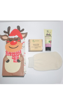Jabón Alepo 40 + Crema de manos Nutritiva + Guante Algodón bio - Bolsa Navidad - Regalo ecológico