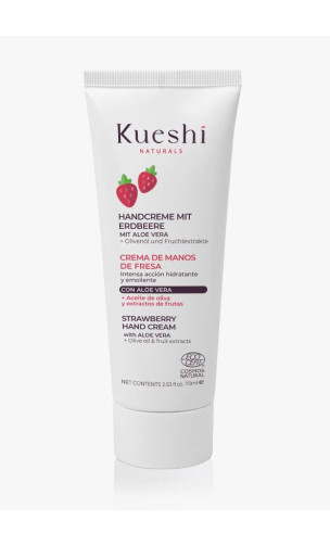 Crème  pour les mains natruelle Fraise - Hydratante - KUESHI - 75 ml.