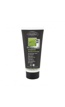Champú-Gel de ducha ecológico para hombre con ginkgo y cafeína - Logona Mann - 200 ml.