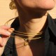 Collier triple or végétal – NEW YORK – Biobijou Capim dourado – Sloweco