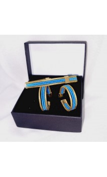 Caja joyas de oro vegetal – Pendientes y Pulsera VINICUNCA - Turquesa – Regalo Capim dourado – Sloweco