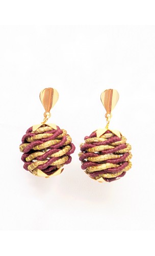 Pendientes oro vegetal – PARADISE - Vino – Biojoya Capim dourado – Sloweco
