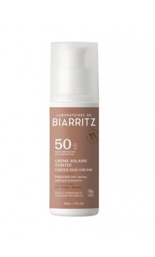 Crème solaire naturelle Teintée Dorée SPF 30 - VISAGE - ALGA MARIS -  50 ml.