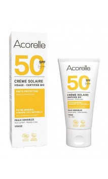 Crema solar facial natural SPF 50 Sin perfume - Acorelle - 50 ml.