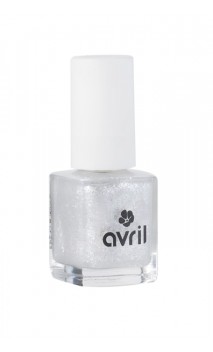 Vernis à ongles naturel de finition - Pailleté argenté - Avril - 7 ml.