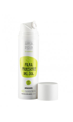 Protecteur solaire naturel FPS 25 "Pour vous protéger du soleil" (Visage et Corps) - Amapola Amazonia - 200 ml.