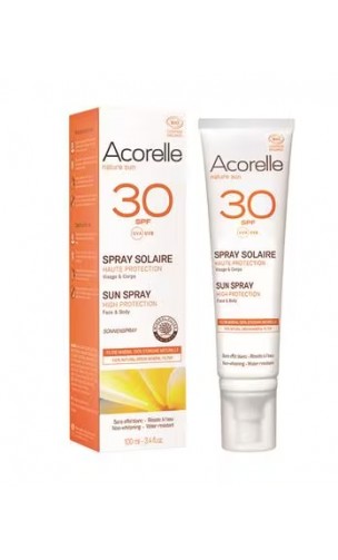 Spray Protecteur solaire bio SPF 30 - Acorelle - 100 ml.