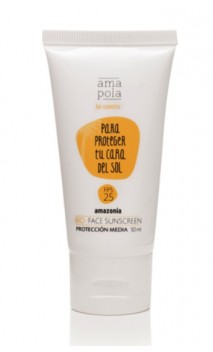 Protector solar natural FPS 25 "Para proteger tu cara del sol" - Amapola Amazonia - 50 ml.