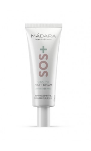 Crème de nuit bio SOS+ SENSITIVE hydratante - Sensible Réactive - Algues Acide Hyaluronique -MÁDARA - 70 ml.