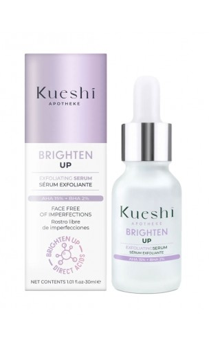 Sérum visage naturel exfoliant AHA 15% + BHA 2%  Brighten Up - KUESHI - 30 ml.