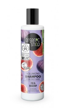 Champú capilar natural Volumen - Higo & Escaramujo - Cabello graso - Organic Shop - 280 ml.