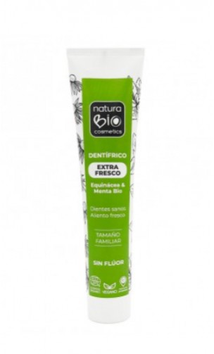 Dentífrico ecológico extra fresco (Equinácea y Menta Bio) Sin flúor - NaturaBIO Cosmetics - 25 ml.