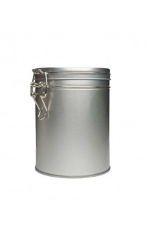 Boîte argentée ronde pour le thé bio en vrac 150 g. - Alveus