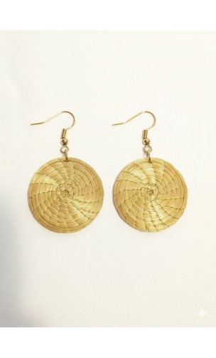 Pendientes oro vegetal – LIBERTAD – Biojoya Capim dourado - 5,5x3 cm– Sloweco