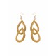 Boucles d'oreilles en or végétal – FORTALEZA – Biobijou Capim dourado 8x2,5 cm – Sloweco