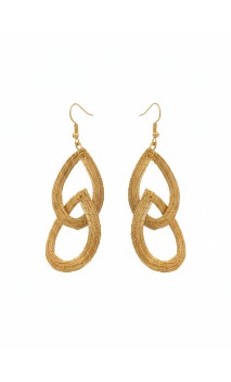 Boucles d'oreilles en or végétal – FORTALEZA – Biobijou Capim dourado 8x2,5 cm – Sloweco