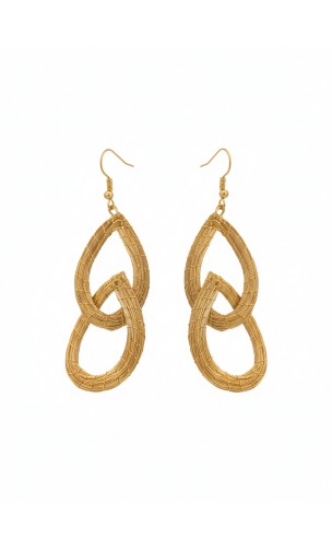 Boucles d'oreilles en or végétal – FORTALEZA – Biobijou Capim dourado 8x2,5 cm – Sloweco