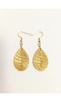 Pendientes oro vegetal – ESPERANZA – Biojoya Capim dourado - 5,5x2 cm– Sloweco
