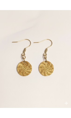 Pendientes oro vegetal – ENCANTO – Biojoya Capim dourado - 5x2 cm– Sloweco