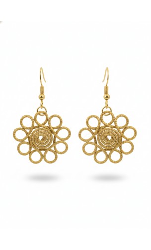 Pendientes oro vegetal – ALEGRIA – Biojoya Capim dourado - 6x3 cm– Sloweco