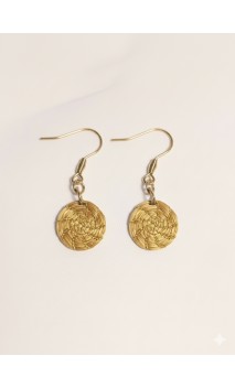 Pendientes oro vegetal – ARMONIA – Biojoya Capim dourado - 4x1,5 cm– Sloweco