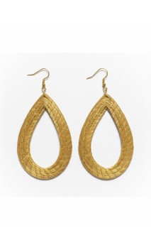 Boucles d'oreilles en or végétal – SERENIDAD – Biobijou Capim dourado 9x5 cm – Sloweco