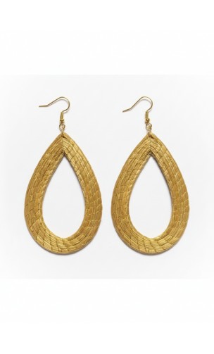 Pendientes oro vegetal – SERENIDAD – Biojoya Capim dourado - 9x5 cm– Sloweco