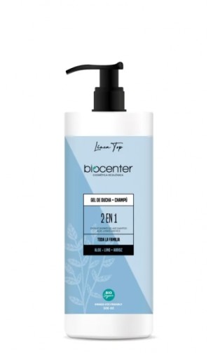 Gel y Champú ecológico - Aloe vera lino & arroz - 2 en 1 - Biocenter - 1000 ml