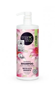 Shampoing naturel - Brillance- Cheveux teintés - Nénuphar - Organic Shop - 1L