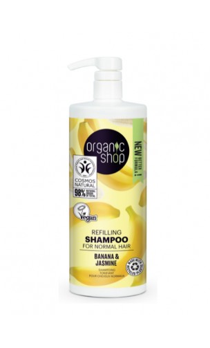 Champú natural - Rellenador - Plátano Jazmín - Cabello normal - Organic Shop - 1L