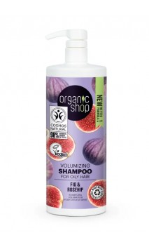 Champú capilar natural Volumen - Higo & Escaramujo - Cabello graso - Organic Shop - 1L.