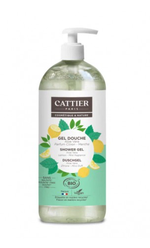 Gel de ducha ecológico  REVITALIZANTE - Limón Menta - Cattier - 1 l.
