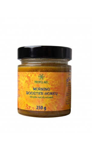 Miel à la propolis leo, gelée Royale pure et Polen - Moorning Booster - 100 Naturel et Artisanal - PROPOL-MEL - 250 g