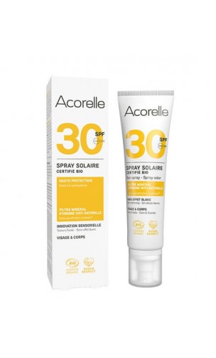 Spray Protecteur solaire bio SPF 30 - Acorelle - 100 ml.