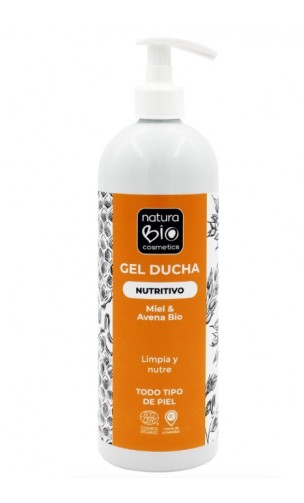 Gel de ducha ecológico Nutritivo - Miel & Avena bio - NaturaBIO Cosmetics - 740 ml.