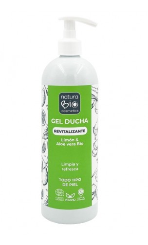 Gel de douche BIO  Revitalisant - Citron & Aloe bio - NaturaBIO Cosmetics - 740 ml.