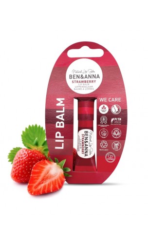 Baume à lèvres naturel - Strawberry (fresa) - Karité Coco Jojoba - Ben & Anna 6 g.