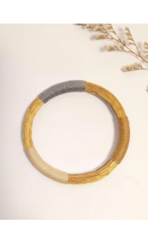 Brazalete de oro vegetal – AFRICANOS - Beis Marrón Gris – Biojoya Capim dourado – 6,5 cm - Sloweco