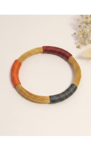 Brazalete de oro vegetal – AFRICANOS Naranja Vino Gris – Biojoya Capim dourado – Sloweco