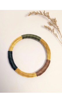 Jonc en or végétal – AFRICAIN – Vert Marron - Biobijou Capim dourado – 6,5 cm - Sloweco