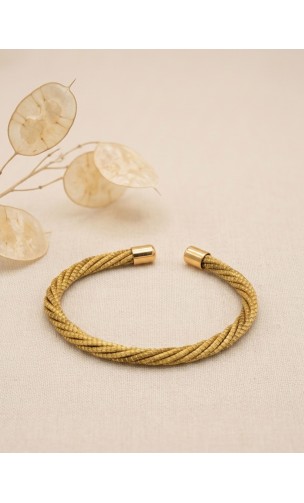 Brazalete de oro vegetal –  LA HABANA – Dorado – Biojoya Capim dourado – Sloweco