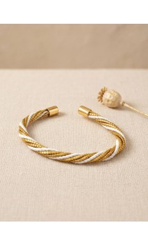 Brazalete de oro vegetal –  LA HAB– Blanco – Biojoya Capim dourado - 5,5 x 4,5 cm – Sloweco