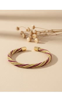 Brazalete de oro vegetal –  LA HAB– Vino – Biojoya Capim dourado - 5,5 x 4,5 cm – Sloweco